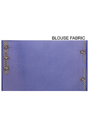 Hand Embroidered Viscose Georgette Saree in Navy Blue