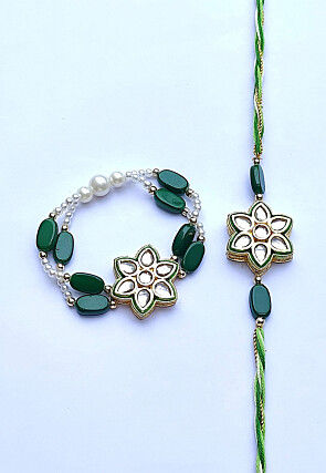 Hand Painted Bhaiya and Bhabhi Rakhi Pair