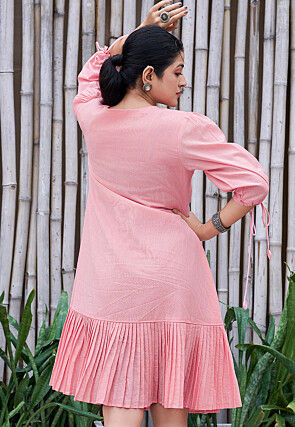 Hand Painted Cotton Dress in Pink