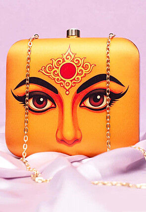 Digital Printed PU Clutch Bag in Yellow