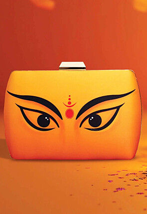 Digital Printed PU Clutch Bag in Yellow