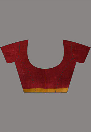 Hand Painted Pure Silk Saree in Maroon