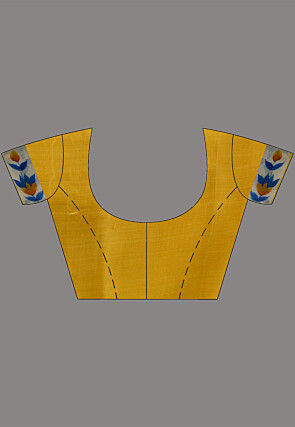 Hand Painted Pure Silk Saree in Yellow