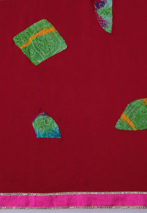 Hand Printed Pure Crepe Saree in Shaded Pink and Purple