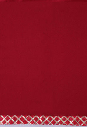 Hand Printed Pure Crepe Saree in Shaded Red