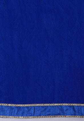 Hand Printed Pure Crepe Saree in Teal Blue