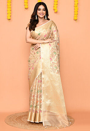 Handloom Art Silk Saree in Beige
