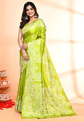 Handloom Art Silk Saree in Green