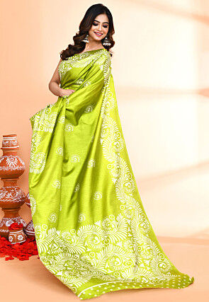 Handloom Art Silk Saree in Green