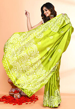 Handloom Art Silk Saree in Green