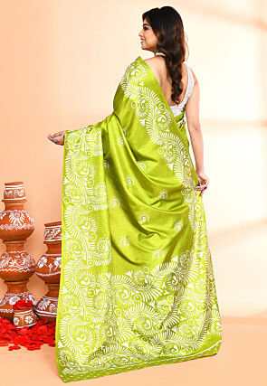 Handloom Art Silk Saree in Green