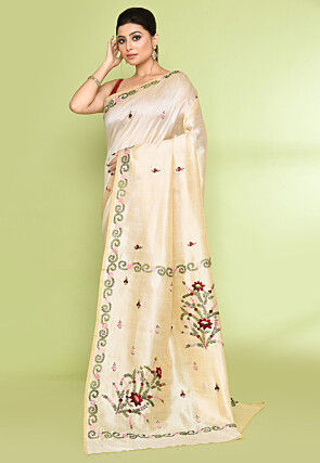 Handloom Art Silk Saree in Light Beige