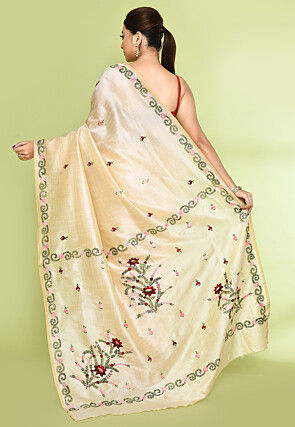 Handloom Art Silk Saree in Light Beige