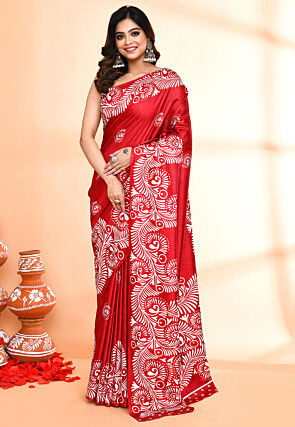 Handloom Art Silk Saree in Maroon