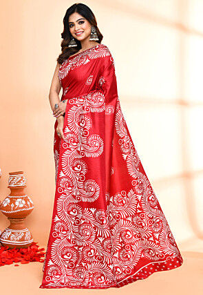 Handloom Art Silk Saree in Maroon