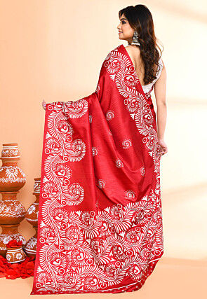 Handloom Art Silk Saree in Maroon
