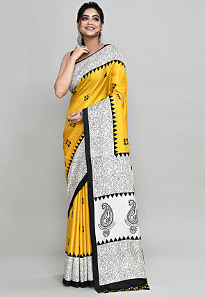 Handloom Art Silk Saree in Yellow