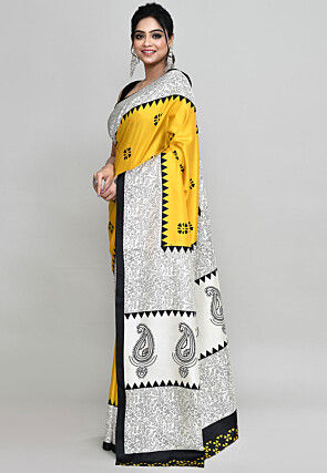 Handloom Art Silk Saree in Yellow