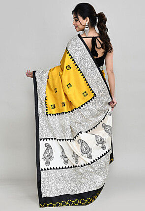 Handloom Art Silk Saree in Yellow