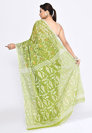 Handloom Cotton Jamdani Saree in Green