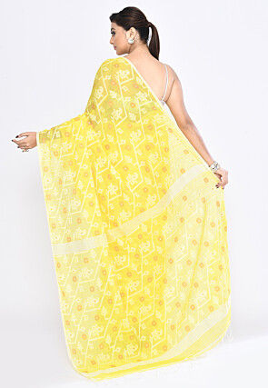 Handloom Cotton Jamdani Saree in Yellow