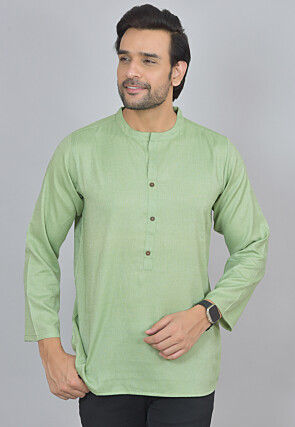 Handloom Cotton Kurta in Light Green