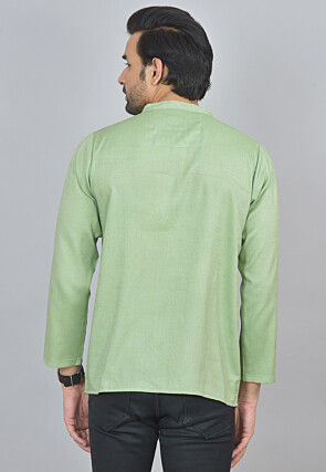 Handloom Cotton Kurta in Light Green