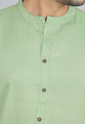 Handloom Cotton Kurta in Light Green
