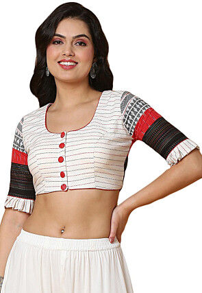 Handloom Cotton Blouse in Off White