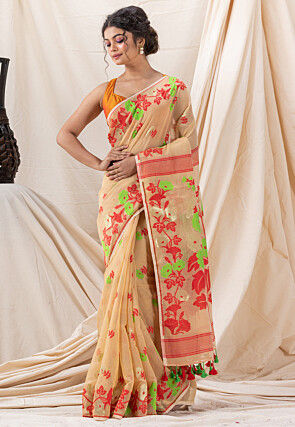 Handloom Cotton Saree in Beige