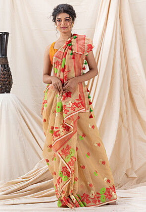 Handloom Cotton Saree in Beige