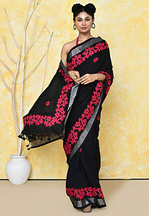 Handloom Cotton Saree in Black