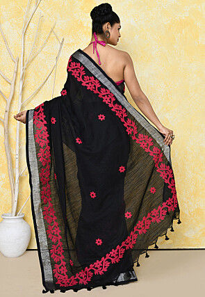 Handloom Cotton Saree in Black