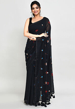 Handloom Cotton Saree in Black