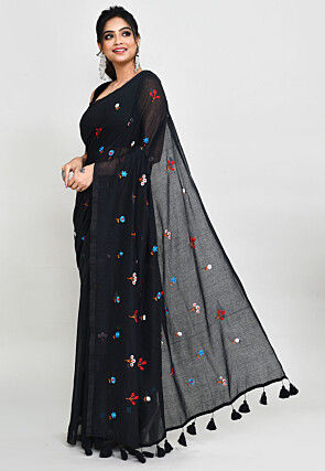 Handloom Cotton Saree in Black