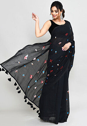 Handloom Cotton Saree in Black