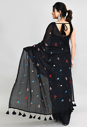 Handloom Cotton Saree in Black