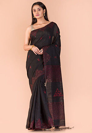 Handloom Cotton Saree in Black