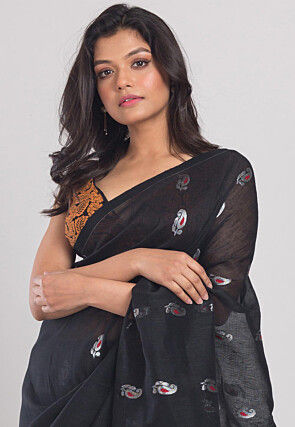Handloom Cotton Saree in Black