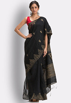 Handloom Cotton Saree in Black