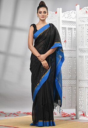 Handloom Cotton Saree in Black