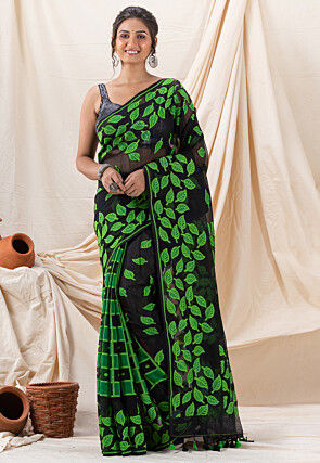 Handloom Cotton Saree in Black