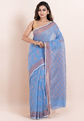 Handloom Cotton Saree in Blue