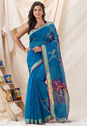 Handloom Cotton Saree in Blue