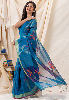 Handloom Cotton Saree in Blue