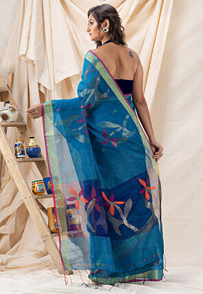 Handloom Cotton Saree in Blue