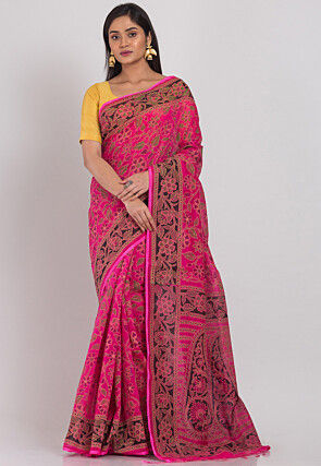 Handloom Cotton Saree in Fuchsia