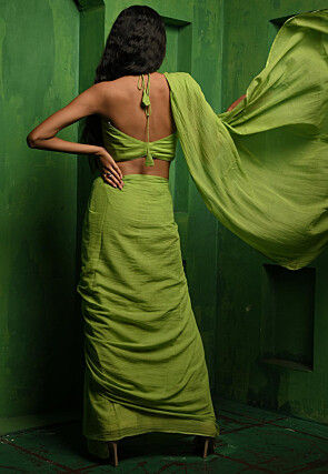 Handloom Cotton Saree in Green