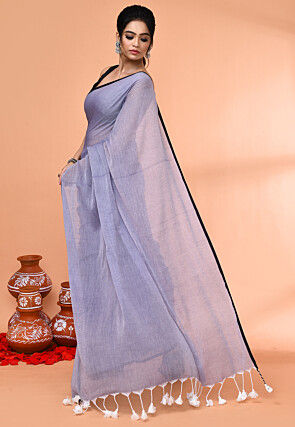 Handloom Cotton Saree in Grey