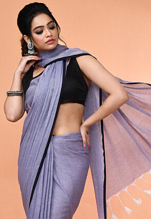 Handloom Cotton Saree in Grey